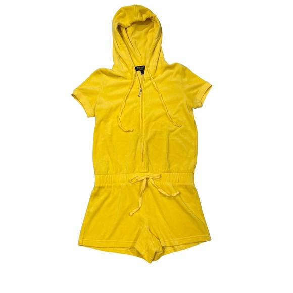 Y2K Juicy Couture Black Label Morning Sunshine Microterry Hooded Romper, Sz S - Picture 11 of 15